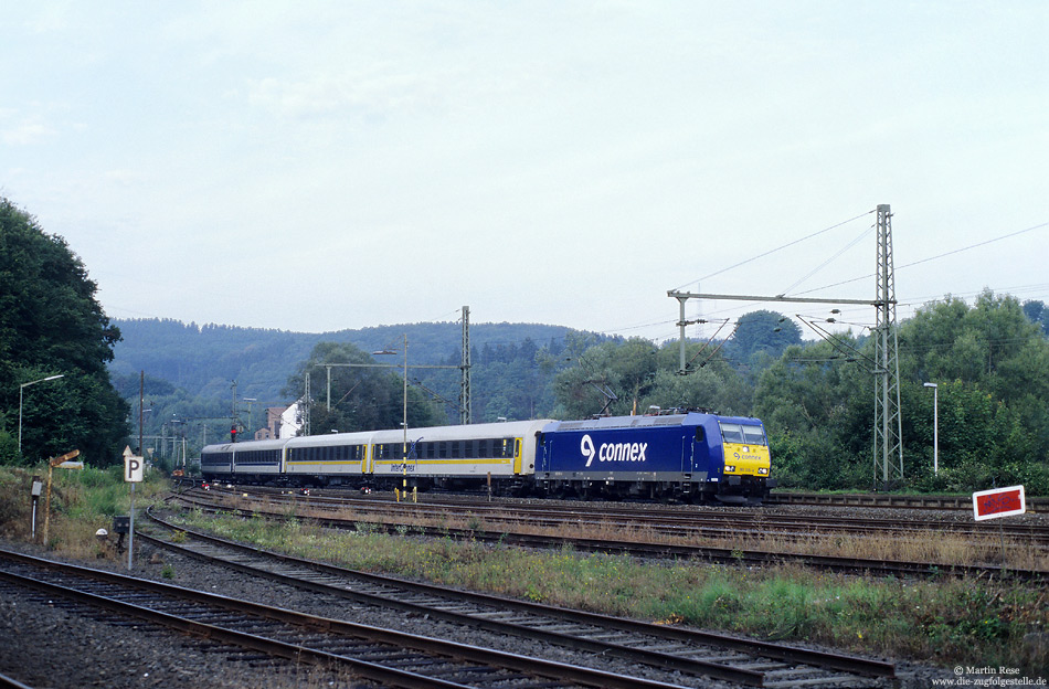 Siegstrecke: 185 515 mit Interconnex 84101 Köln - Rostock bei der Durchfahrt in Scheuerfeld