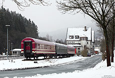 Reisezugwagen für das Schlafwagenhotel im Bahnhof Brilon Wald