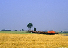 VL0637 mit alten Kalkwagen bei Uelde auf der Strecke der Westfälischen Landeseisenbahn