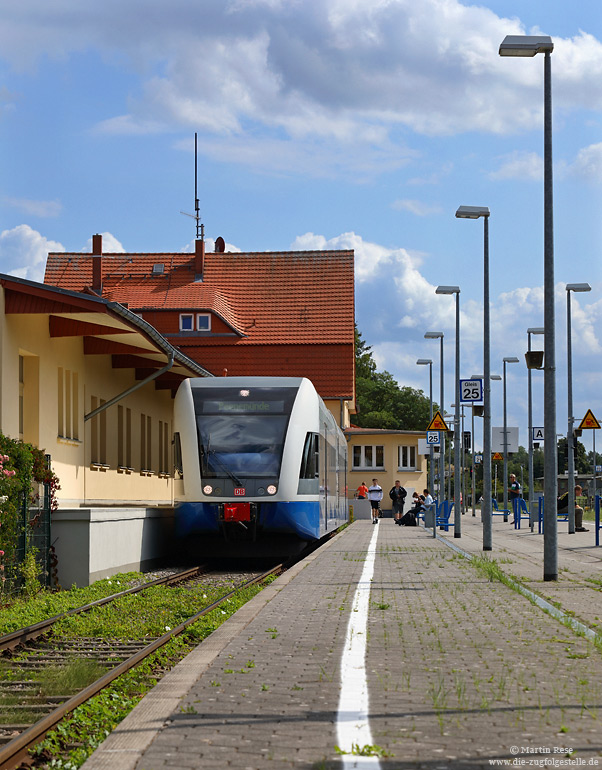 646 123 der UBB auf der Insel Usedom im Bahnhof Zinnowitz

