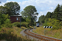 646 123 der UBB auf der Insel Usedom im Bahnhof Peenemünde
