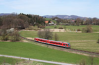 Die Kurve bei Zotzenbach stellt das wohl bekannteste Motiv der KBS654 dar. Hier fährt der 628 319 als RB28324 nach Weinheim.