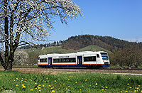 Neben den planmäßigen Reise- und Güterzügen wird die Achertalbahn auch von Überführungsfahrten zur bzw. von der Werkstatt in Ottenhöfen befahren. Aus Ottenhöfen kommend fährt der VT531 bei Kappelrodeck als Leerreisezug nach Offenburg. 2.4.2014