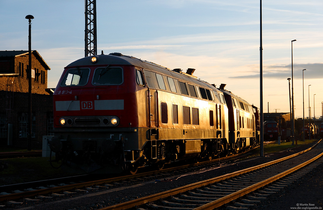 218 813 im Streiflicht im Bw Halle G