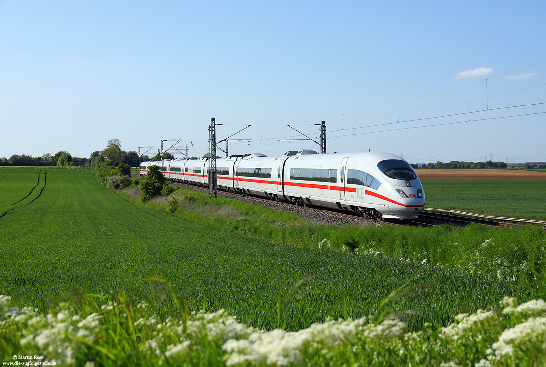 406 083 als ICE157 nach Frankfurt auf Umleitung bei Rommerskirchen