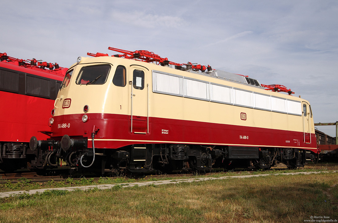 110 488 als 114 488 der BSW-Freizeitgruppe „110 488-0“im DB-Museum in Koblenz Lützel