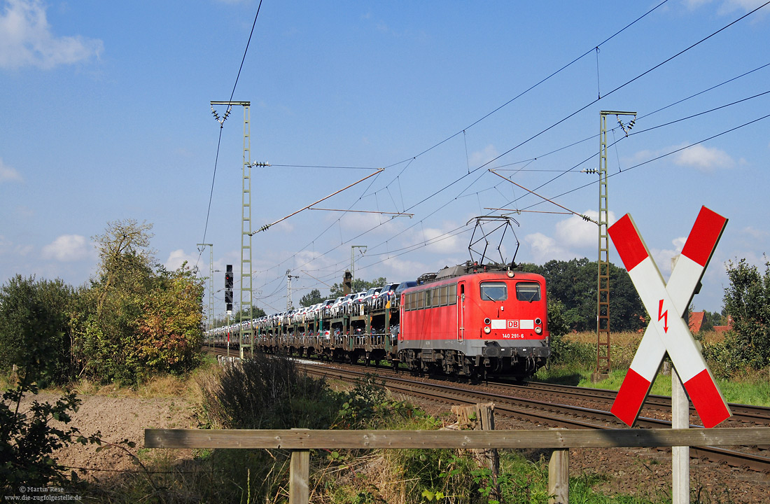 140 291 mit Güterzug im Gegengleis bei Saltbergen