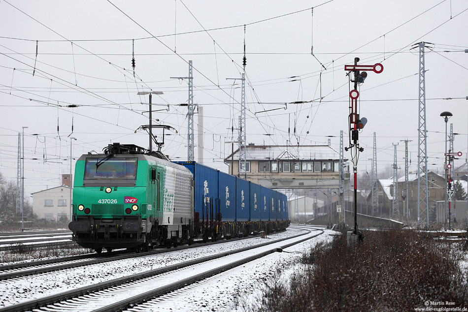 437026 mit der blauen Wand DGS40421 im bahnhof Sangerhausen